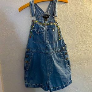 Embroidered Overall Shorts
